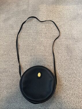 Mark Cross vintage Black Round Crossbody Bag with Gold Accent